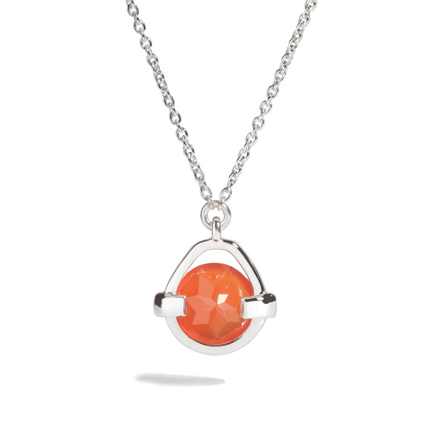 Fate - 3 Ct Red Onyx Polished Silver Droplet Pendant