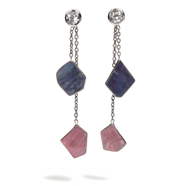 Echo - Sapphire and Ruby Gunmetal Choice Earrings