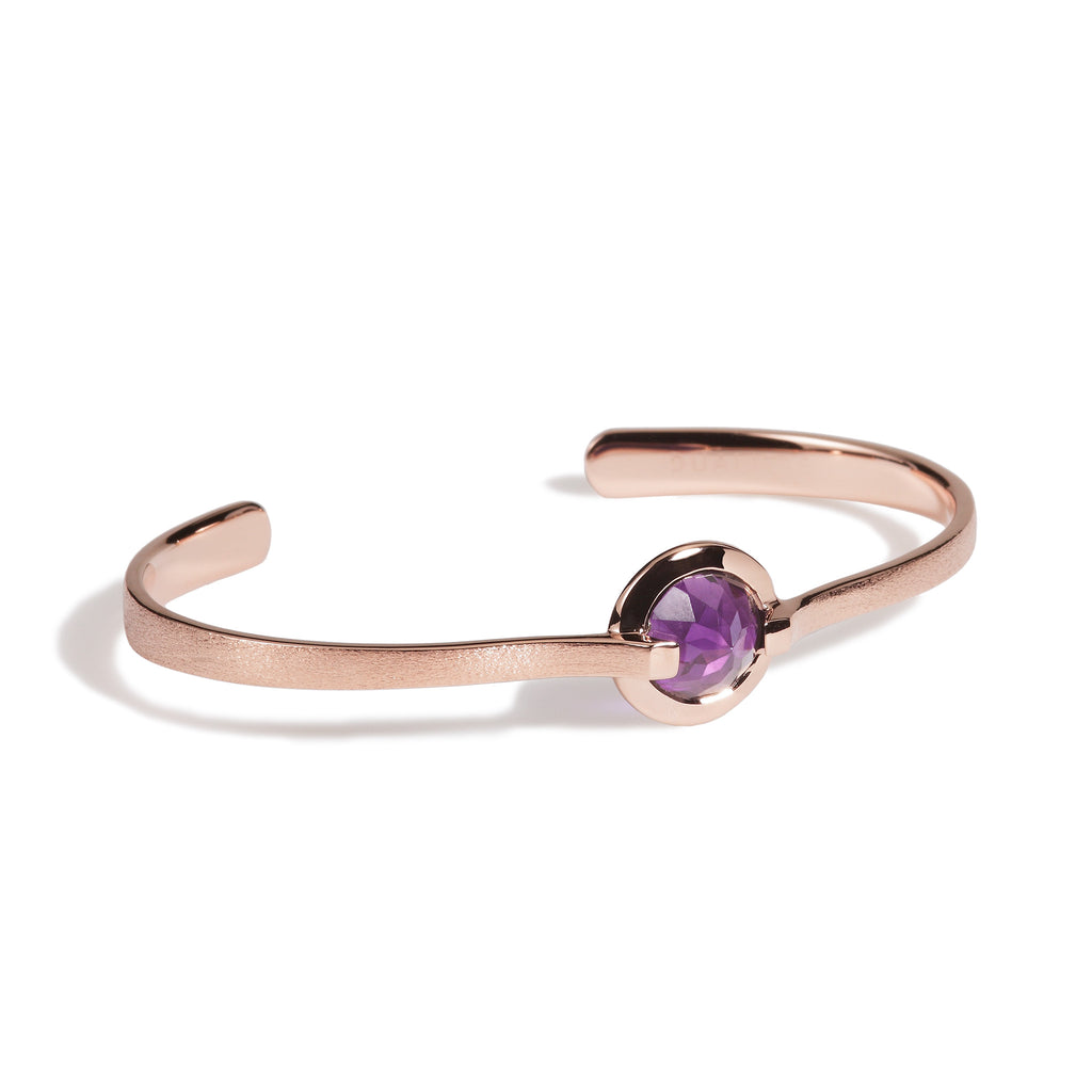 Comfort - 6 Ct Amethyst Brushed Rose Gold Cuff