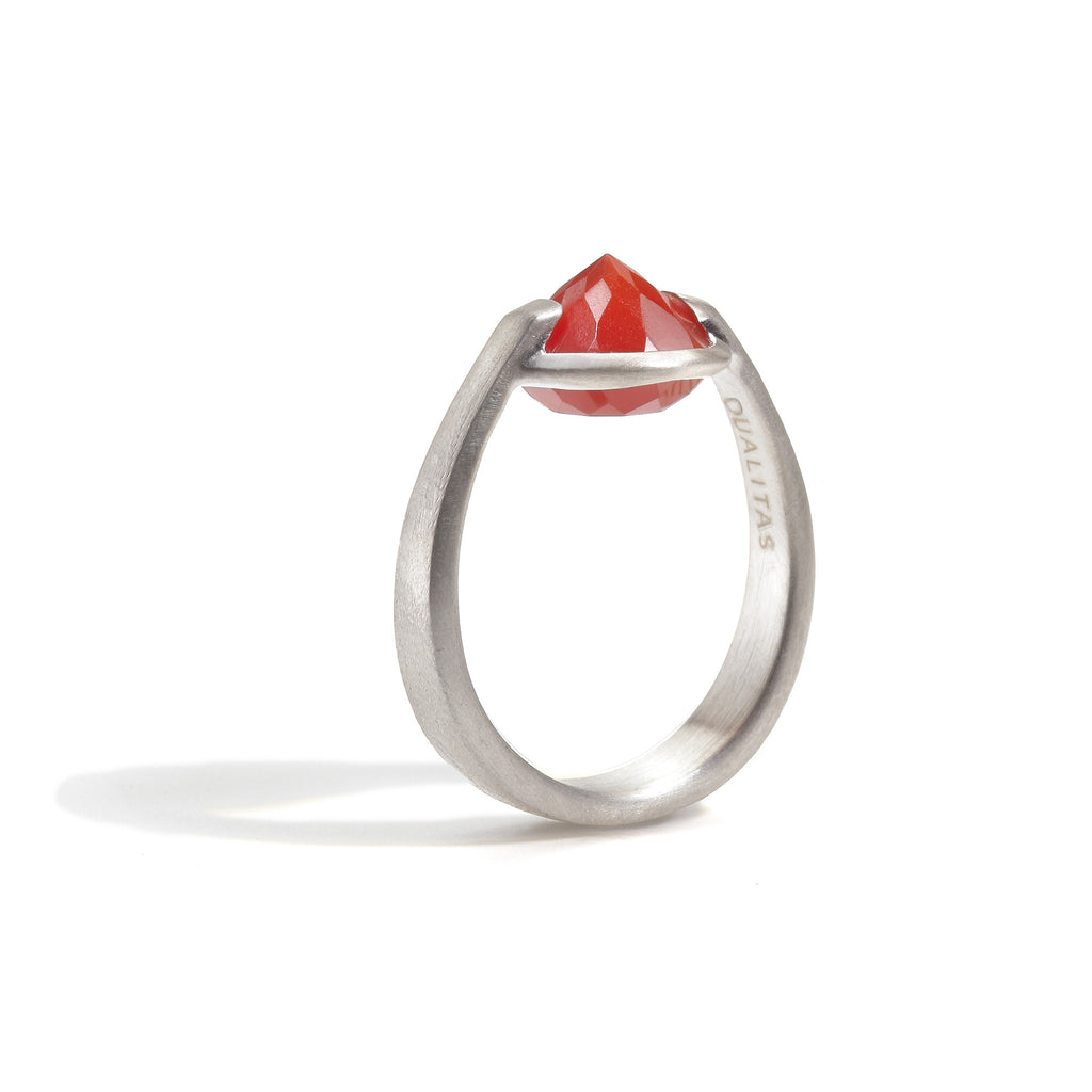 Courage - 6 Ct Carnelian Brushed Silver Ring