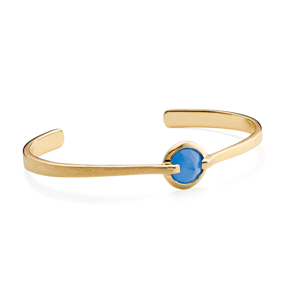Enthusiasm - 6 Ct Blue Chalcedony Brushed Gold Cuff