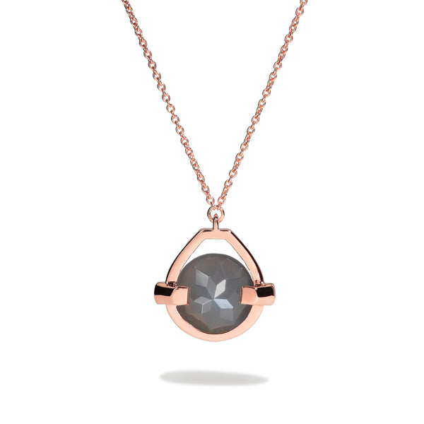 Intuition - 9 Ct Gray Moonstone Polished Rose Gold Drop Pendant