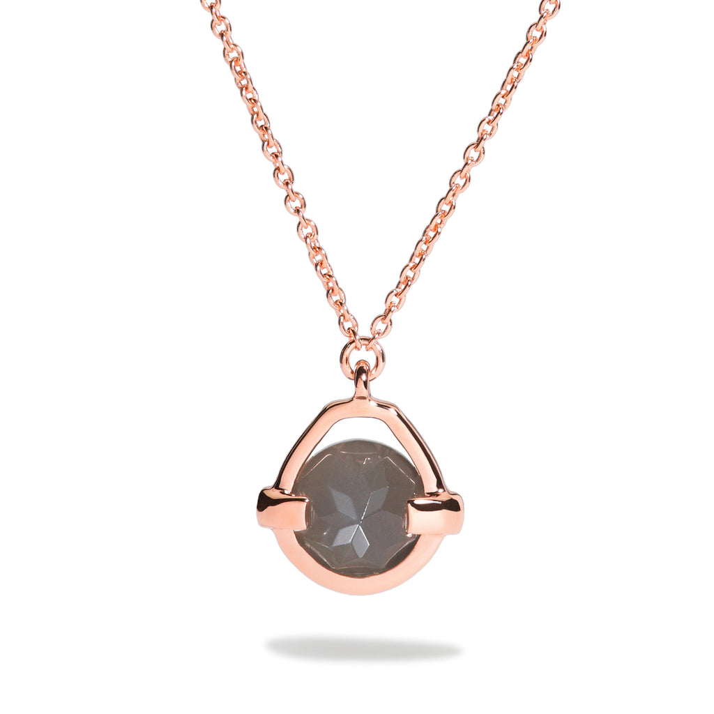 Intuition - 3 Ct Gray Moonstone Polished Rose Gold Droplet Pendant