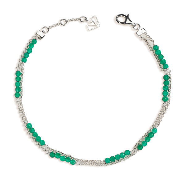 Lily - Green Onyx Silver Anklet