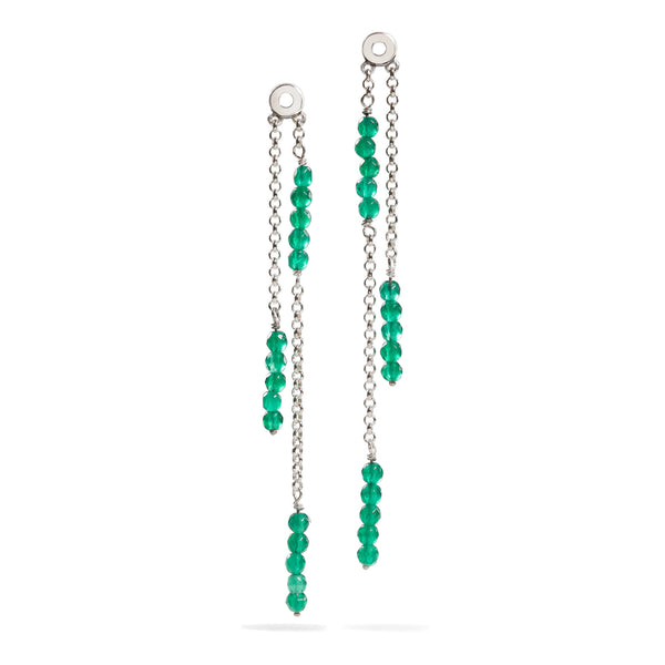 Lily - Green Onyx Silver Earrings