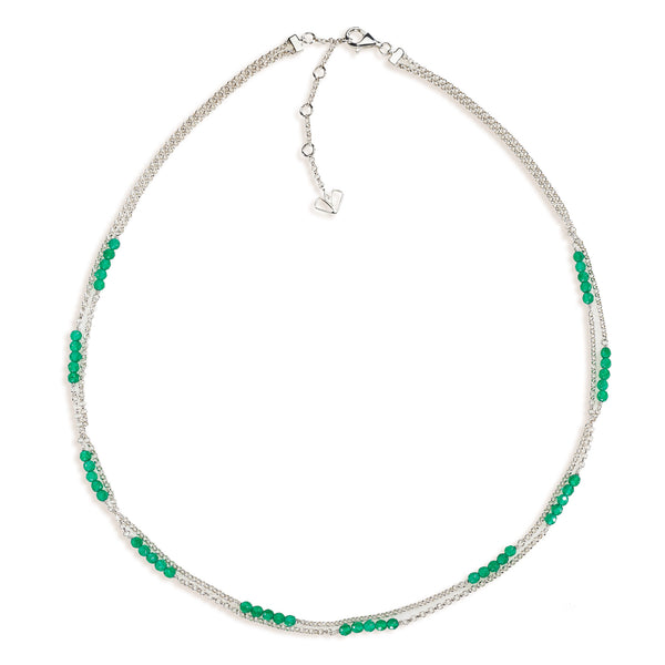Lily - Green Onyx Silver Necklace