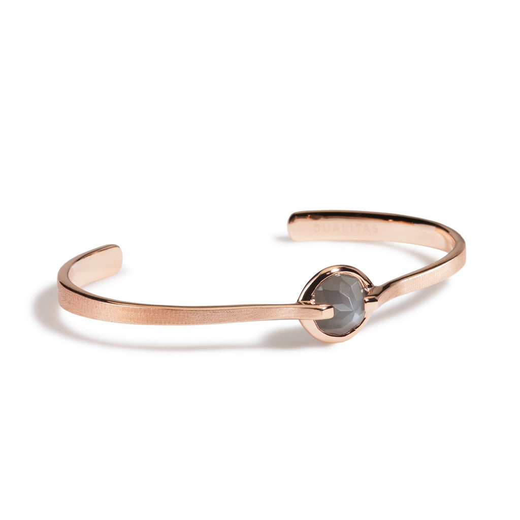Intuition - 6 Ct Gray Moonstone Brushed Rose Gold Cuff