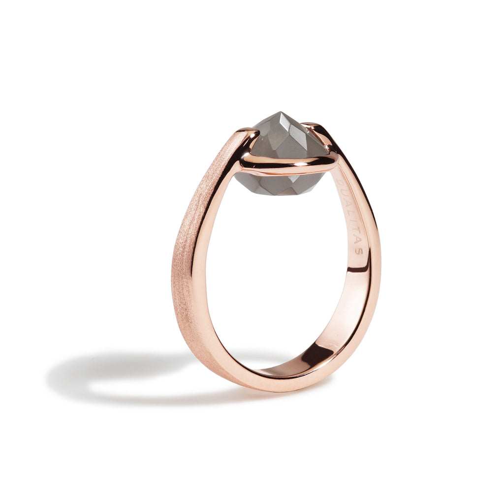 Intuition - 6 Ct Gray Moonstone Brushed Rose Gold Ring