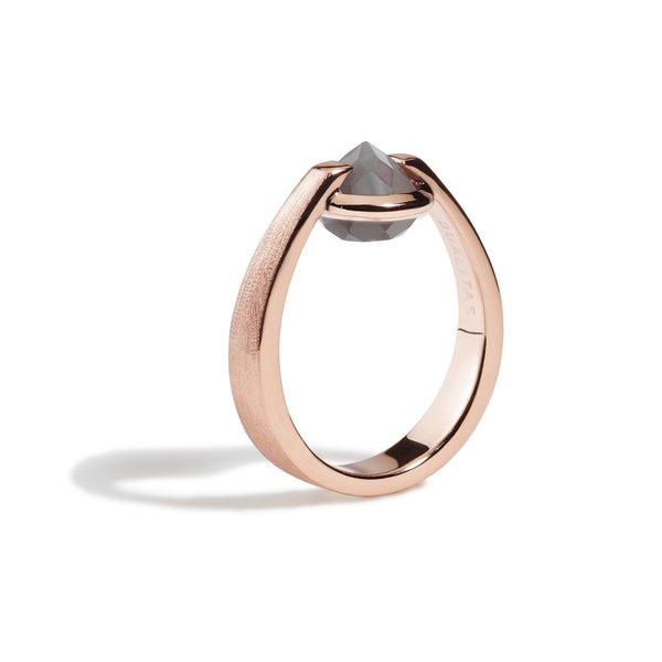 Intuition - 3 Ct Gray Moonstone Brushed Rose Gold Ring