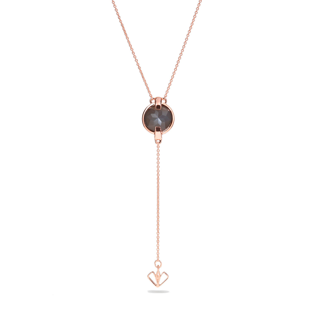 Intuition - 9 Ct Gray Moonstone Polished Rose Gold Arrow Pendant