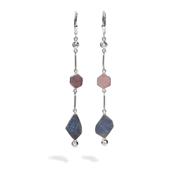 Halo - Ruby and Sapphire Link Earrings